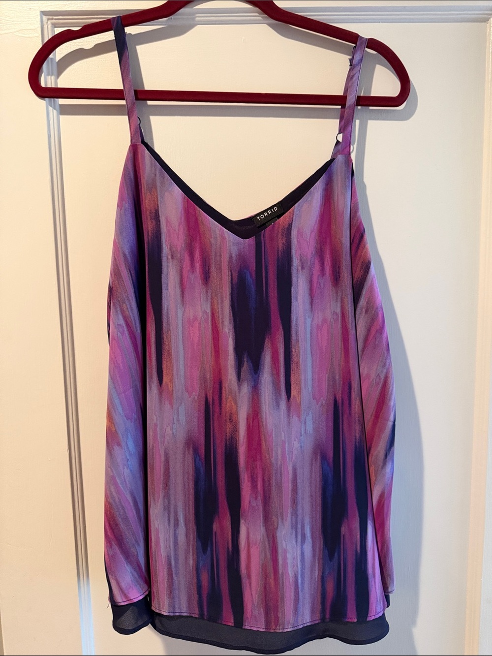 Torrid size 0(12)Purple, Navy and Pink Watercolor-Stripe Sleeveless Camisole